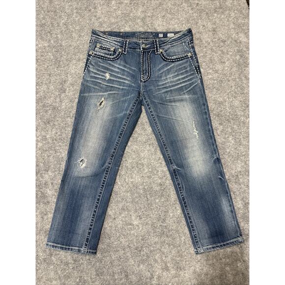 Miss Me Boyfriend Distressed Jeans Women's Size 27 Blue Medium Wash Denim - Picture 1 of 10